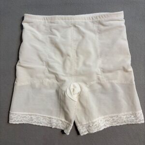 Vintage Subtact Beige Lace Trimmed Waist Cincher Shaper Briefs Panties 36